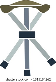 Icon Of Fishing Folding Chair. Flat Color Design. Vector Illustration.
