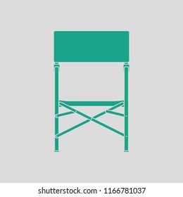 Icon of Fishing folding chair. Gray background with green. Vector illustration.