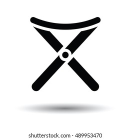 Icon of Fishing folding chair. White background with shadow design. Vector illustration.