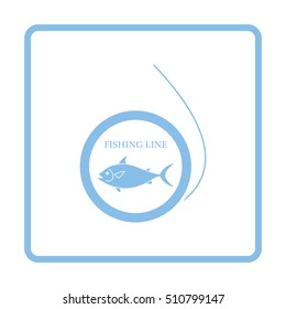 Icon of fishing line. Blue frame design. Vector illustration.