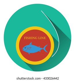 Icon of fishing line. Flat design. Vector illustration.