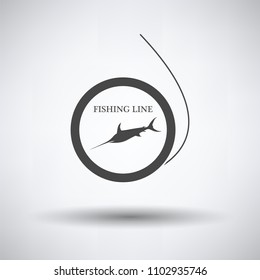 Icon of fishing line on gray background, round shadow. Vector illustration.