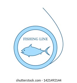 Icon Of Fishing Line. Thin Line With Blue Fill Design. Vector Illustration.