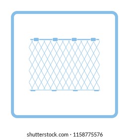 Icon of Fishing net . Blue frame design. Vector illustration.