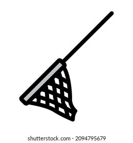 Symbol des Fischfangnetzes. Bearbeitbare, fette Rahmenlinie mit Farbfülldesign. Vektorgrafik.