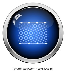 Icon Of Fishing Net. Glossy Button Design. Vector Illustration.
