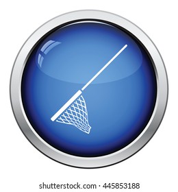 Icon of Fishing net . Glossy button design. Vector illustration.