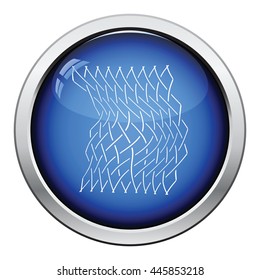 Icon of Fishing net . Glossy button design. Vector illustration.