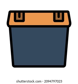 Icon Of Fishing Opened Box. Editable Bold Outline With Color Fill Design. Vector Illustration.