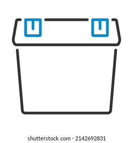 Symbol für die geöffnete Fischereibox. Bearbeitbare, fette Rahmenlinie mit Farbfülldesign. Vektorgrafik.