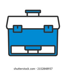 Symbol für die geöffnete Fischereibox. Bearbeitbare, fette Rahmenlinie mit Farbfülldesign. Vektorgrafik.