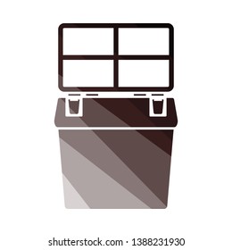 Icon Of Fishing Opened Box. Flat Color Ladder Design. Vector Illustration.