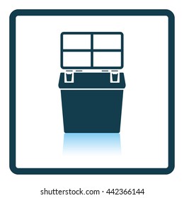 Icon of Fishing opened box. Shadow reflection design. Vector illustration.