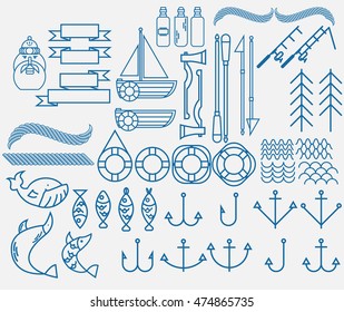 Icon fishing pack design art sea