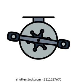 Icon Of Fishing Reel. Editable Bold Outline With Color Fill Design. Vector Illustration.