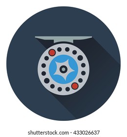 Icon of Fishing reel . Flat design. Vector illustration.