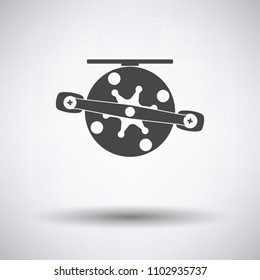 Icon of Fishing reel  on gray background, round shadow. Vector illustration.