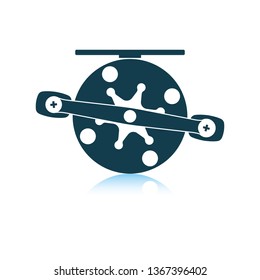 Icono del carrete de pesca . Diseño de reflexión de sombra. Ilustración vectorial.