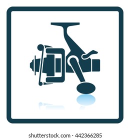 Icon of Fishing reel . Shadow reflection design. Vector illustration.
