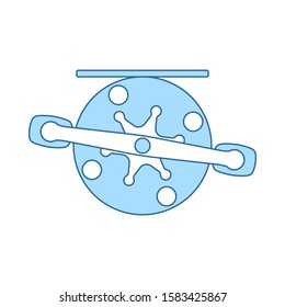 Icon Of Fishing Reel. Thin Line With Blue Fill Design. Vector Illustration.