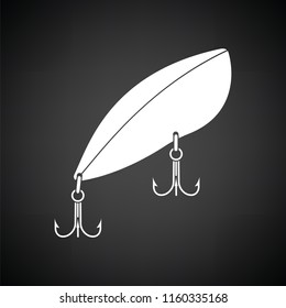 Icon of Fishing spoon. Black background with white. Vector illustration.