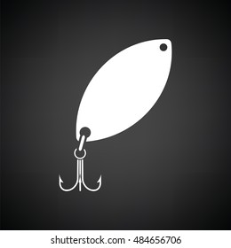Icon of Fishing spoon. Black background with white. Vector illustration.