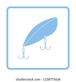 Icon of Fishing spoon. Blue frame design. Vector illustration.
