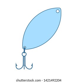 Icon Of Fishing Spoon. Thin Line With Blue Fill Design. Vector Illustration.