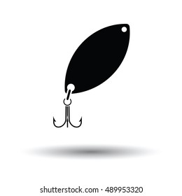 Icon of Fishing spoon. White background with shadow design. Vector illustration.