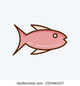 Icon Fishing. suitable for education symbol. flat style. simple design editable. design template vector. simple illustration