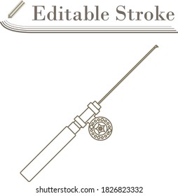 Icon Of Fishing Winter Tackle. Editable Stroke Simple Design. Vector Illustration.