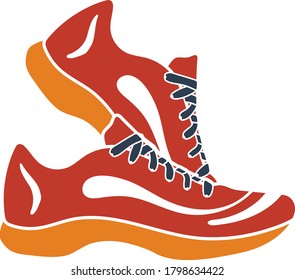 Icon Of Fitness Sneakers. Flat Color Design. Vector Illustration.