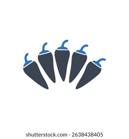 Icon of five chili peppers.