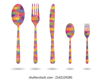 icon five cutlery low poly