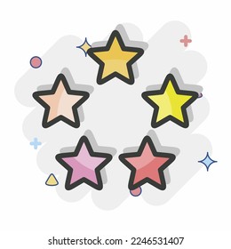Icon Five Stars. related to Stars symbol. Comic Style. simple design editable. simple illustration. simple vector icons