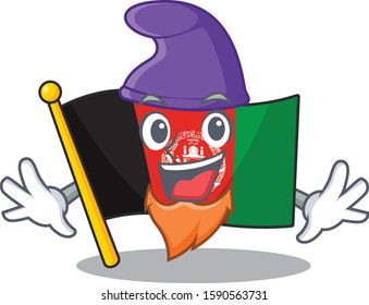 An icon of flag afghanistan Scroll cartoon character dressed as an Elf
