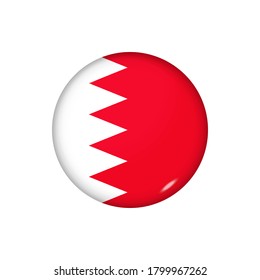 Icon flag of Bahrain . Round glossy flag. Vector illustration. EPS 10