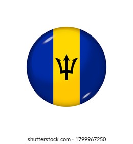 Icon flag of Barbados . Round glossy flag. Vector illustration. EPS 10