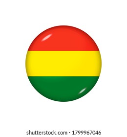 Icon flag of Bolivia . Round glossy flag. Vector illustration. EPS 10