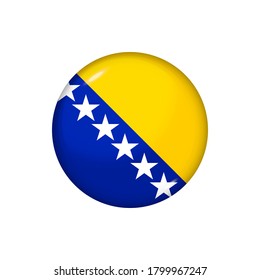 Icon flag of Bosnia and Herzegovina . Round glossy flag. Vector illustration. EPS 10