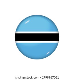 Icon flag of Botswana . Round glossy flag. Vector illustration. EPS 10