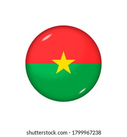 Icon flag of Burkina Faso . Round glossy flag. Vector illustration. EPS 10