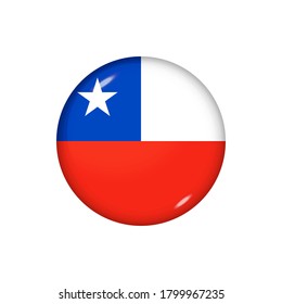 Icon flag of Chile . Round glossy flag. Vector illustration. EPS 10