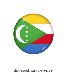 Icon flag of Comoros . Round glossy flag. Vector illustration. EPS 10