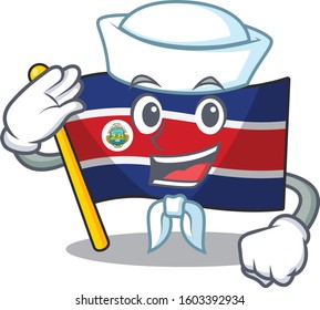 An icon of flag costa rica Scroll Sailor cartoon character wearing hat