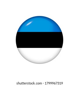 Icon flag of Estonia . Round glossy flag. Vector illustration. EPS 10