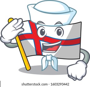 An icon of flag faroe island Scroll Sailor cartoon character wearing hat