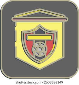 Icon flag. Football and soccer elements. Icon in embossed style.