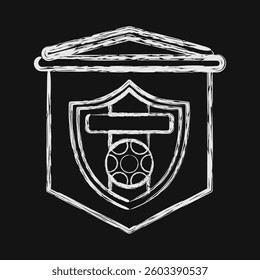 Icon flag. Football and soccer elements. Icon in chalk style.