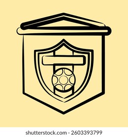 Icon flag. Football and soccer elements. Icon in hand drawn style.